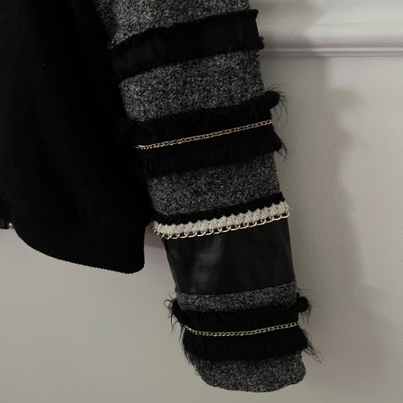 Endless Rose jacket M/L zipper pockets black gold grey coat Anthropologie M L - Picture 9 of 13